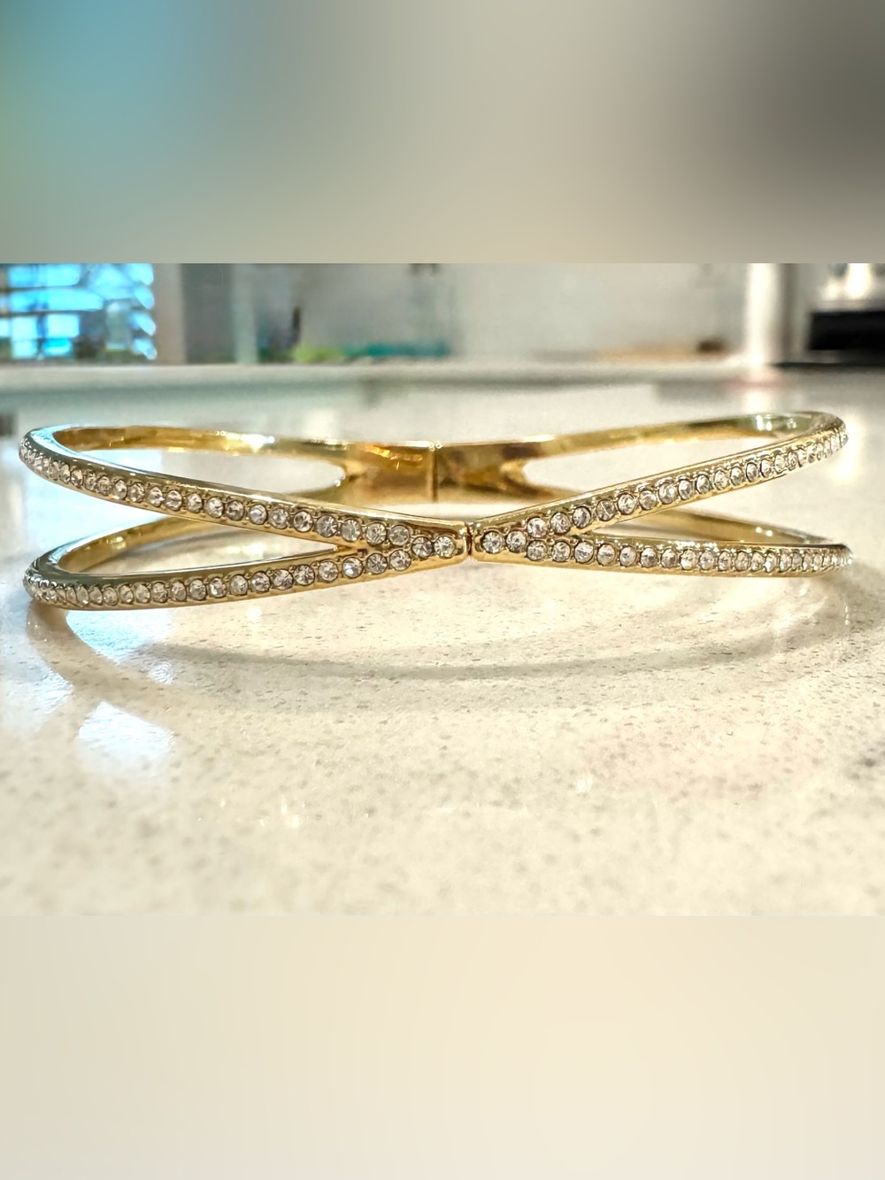 Nordstrom Nadri Pavé Crystal Hinged Bracelet | Gold Tone